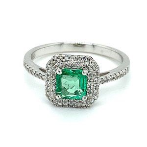 Certified Emerald .50ct Diamonds 950 Platinum Ring